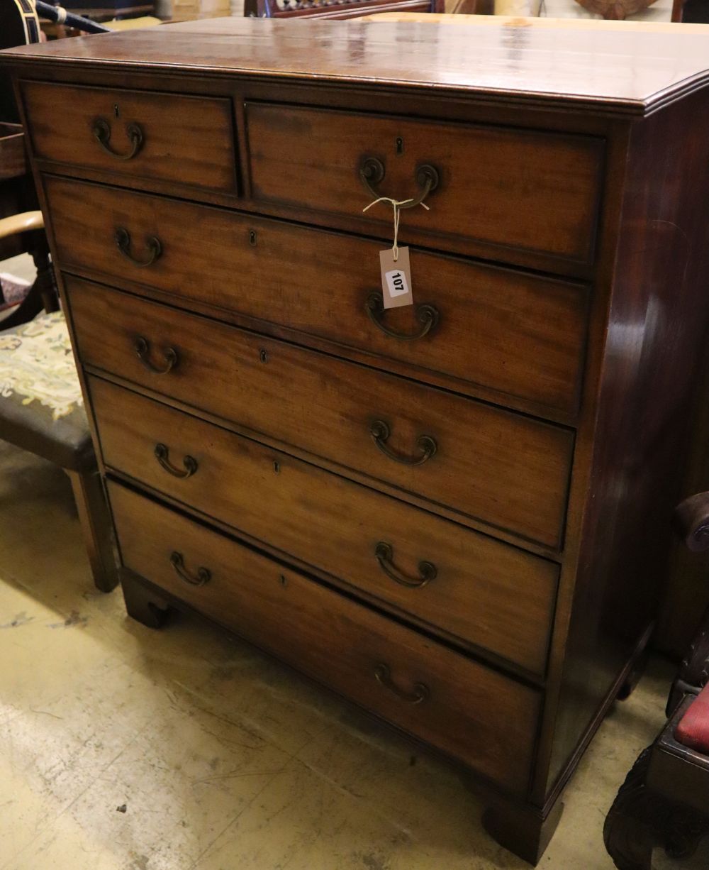 A George III mahogany chest of six drawers, width 102cm, depth 52cm, height 118cm